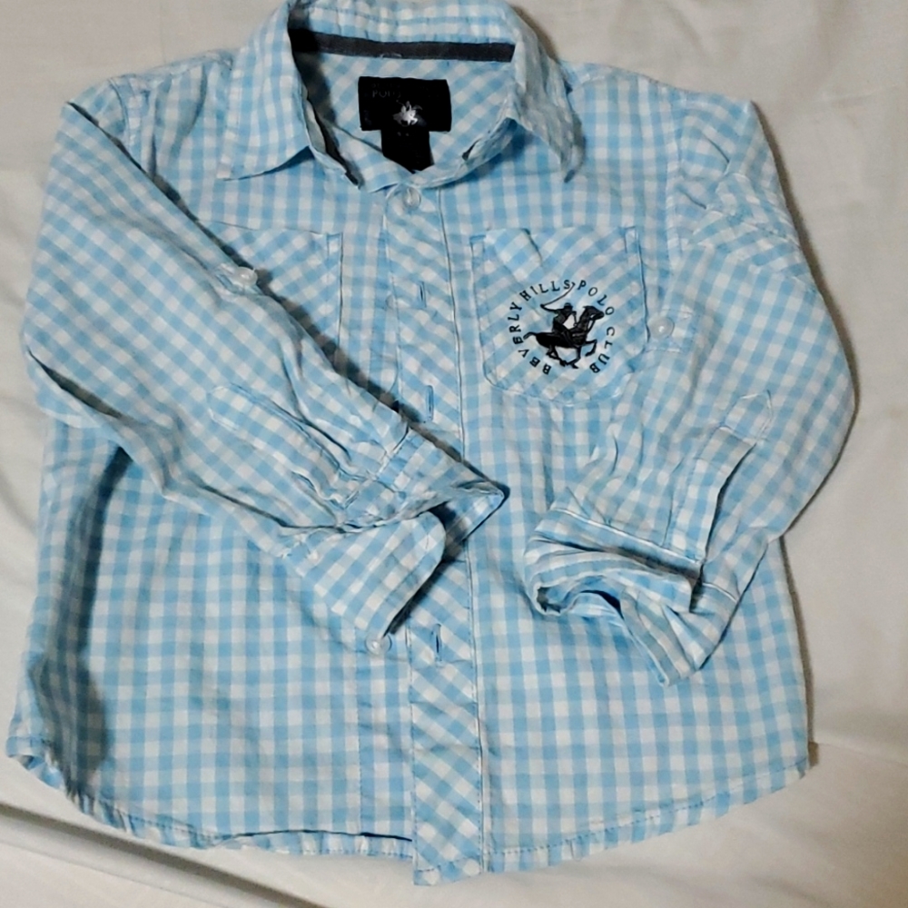 Baby blue and white botton down shirt